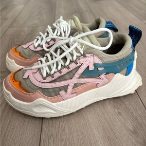 Off-White Odsy-1000 Sneaker Shoes Gray/orange/Pink/Blue Lace Up Low-Top 37